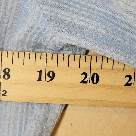 Jones New York Powder Blue Rolled Sleeve Sheer Searsucker Blouse Women Size M - Picture 7 of 12